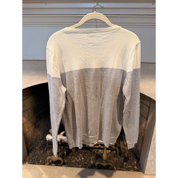 Women's Talbots Silver Ivory Christmas Tree Long Sleeve Button Front Cardigan M - Picture 2 of 4